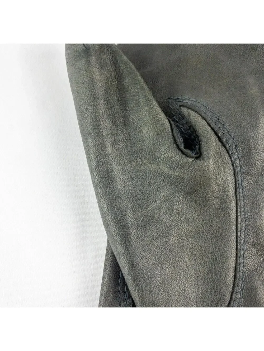 Fownes Vintage Dark Gray Leather Drive Gloves Women Medium 7